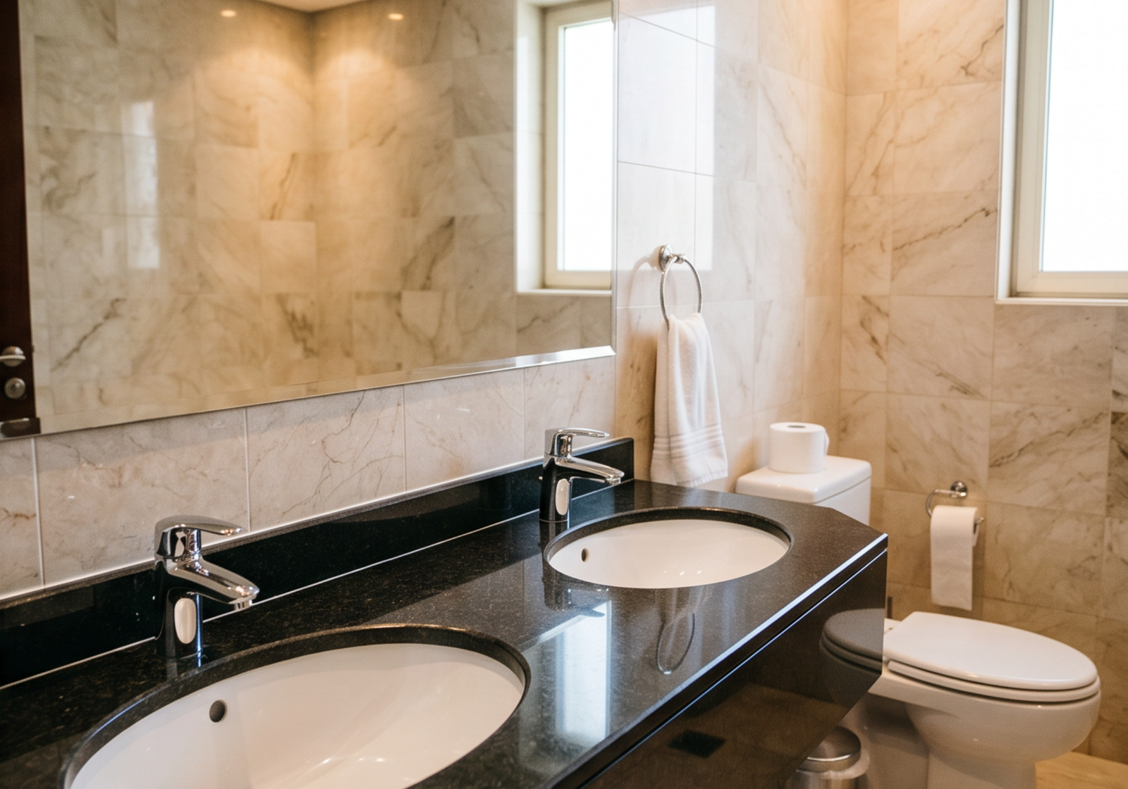 Clean bathroom sink and mirror after deep cleaning in Al Ain villa