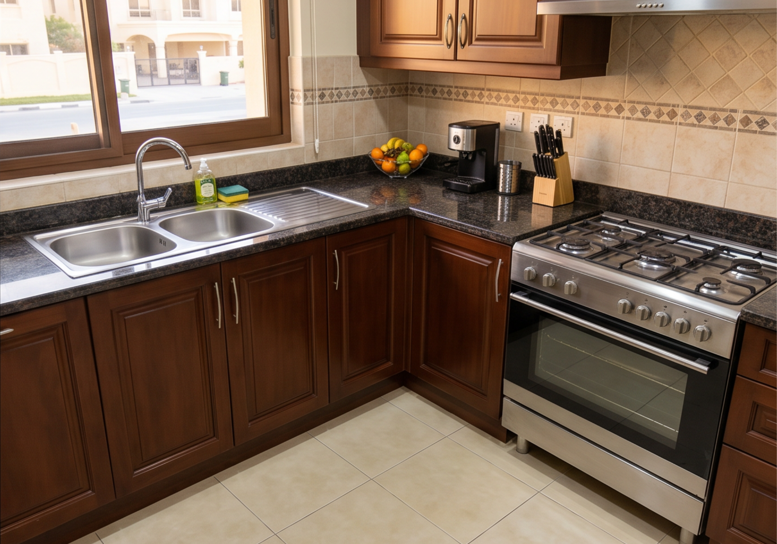 Clean kitchen after deep cleaning in Al Ain villa