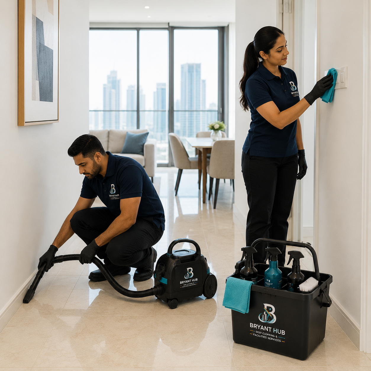 Building corridor and floor cleaning by Bryant Hub Cleaning in Al Ain