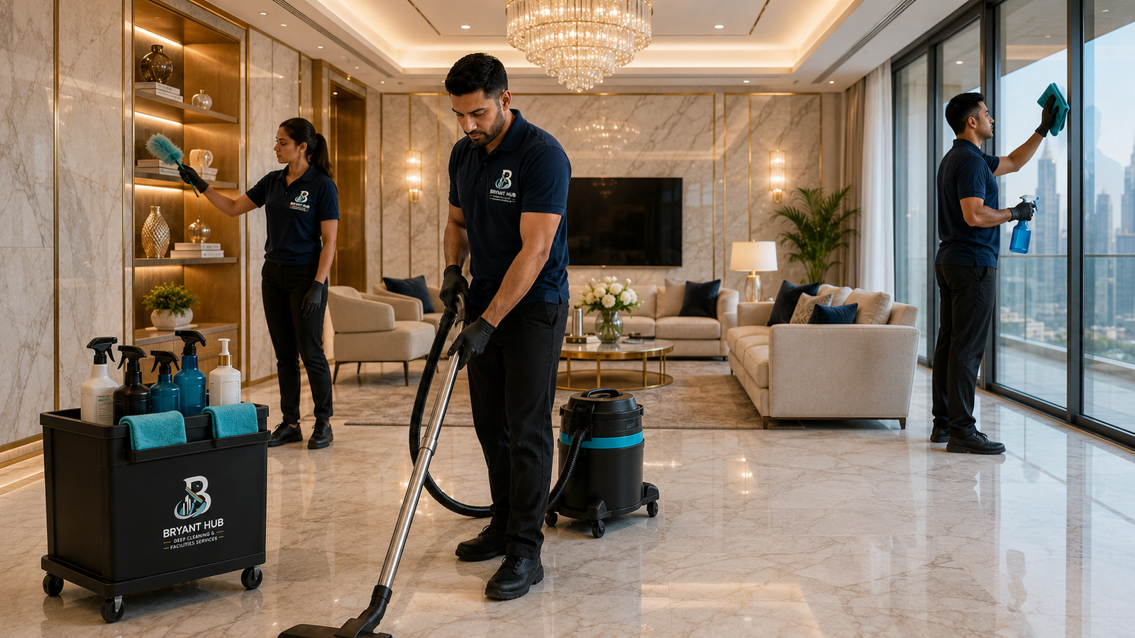 Lobby and common area cleaning by Bryant Hub Cleaning in Al Ain
